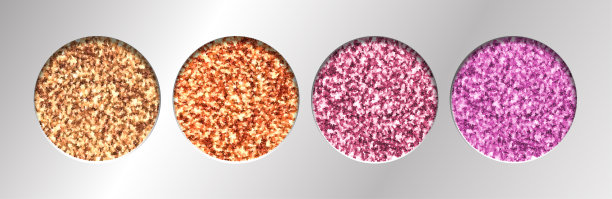 亮眼眼影，亮片，口红或粉末。抽象发光圆，制作调色板，矢量。图片下载