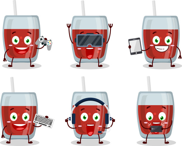 苹果汁卡通人物在玩游戏图片下载