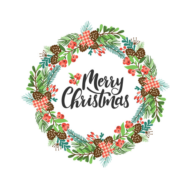 用树枝装饰圣诞花环图片下载