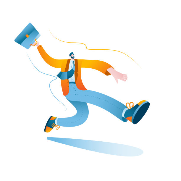 一个手里拿着公文包的快乐商人。图片下载