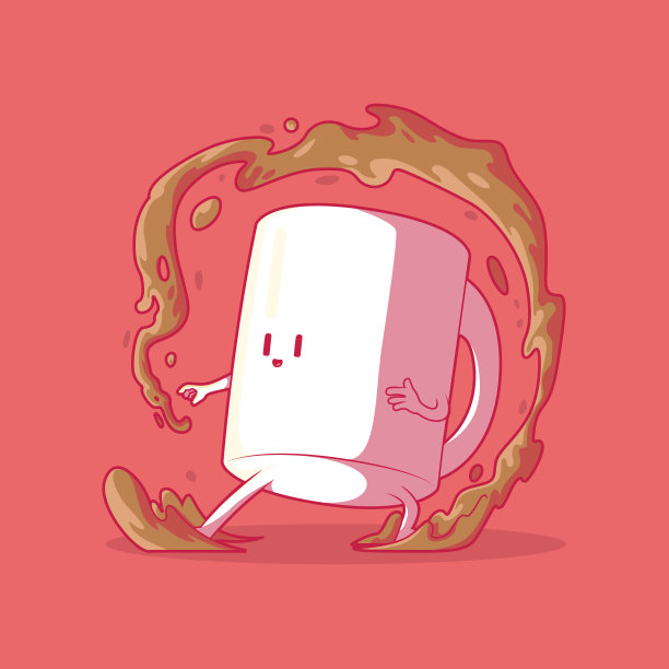 咖啡杯字符矢量插图。图片下载