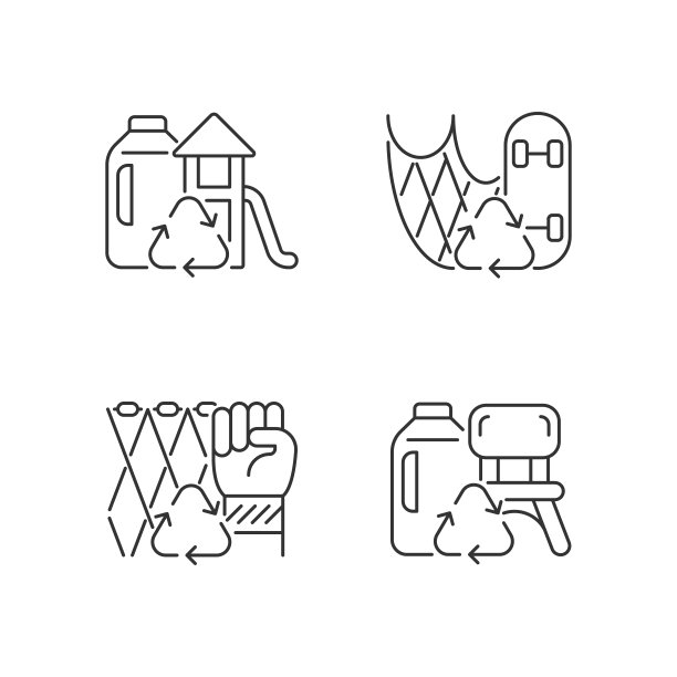 可持续性循环线性图标集图片下载