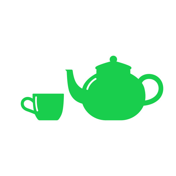 茶壶和杯子轮廓。白色背景上的极简图标。图片下载