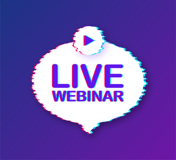 现场网络研讨会按钮与扩音器，图标。故障图标。矢量插图。图片下载