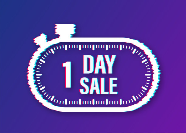 1天出售。倒数计时器。时钟图标。故障图标。时间图标。数时间出售。矢量插图。图片下载