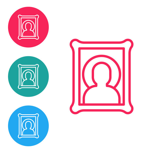 红线基督教图标孤立在白色背景。在圆形按钮中设置图标。向量图片下载