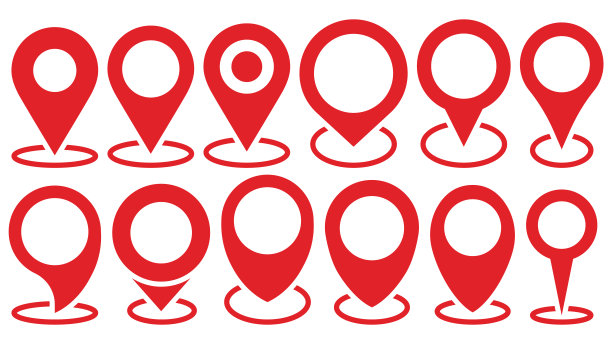 Map指针集。位置符号。网站位置点图标，指针箭头标记。矢量插图。图片下载