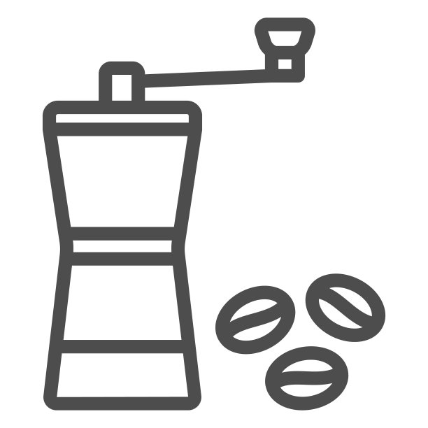 咖啡磨和豆线图标，餐饮业务概念，研磨机矢量标志上的白色背景，轮廓风格图标的移动概念和网页设计。矢量图形。图片下载