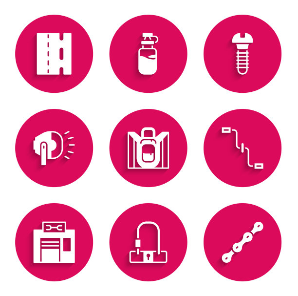 设置远足背包、自行车锁链踏板图片下载