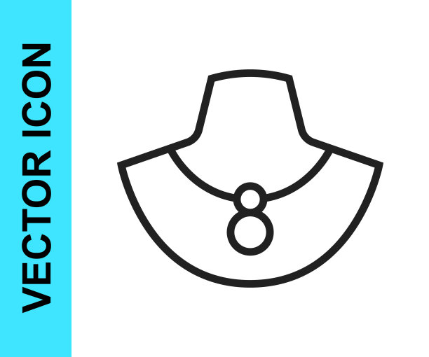 黑线项链上的人体模型图标隔离在白色背景。向量图片下载