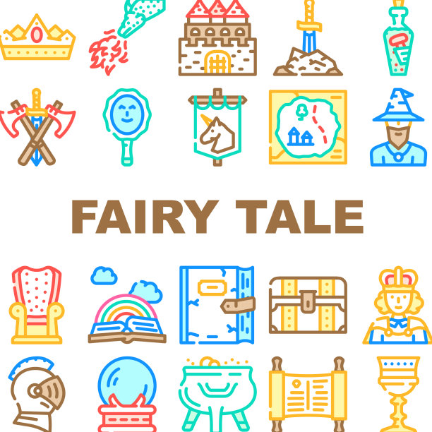 童话故事中世纪书籍图标集图片下载