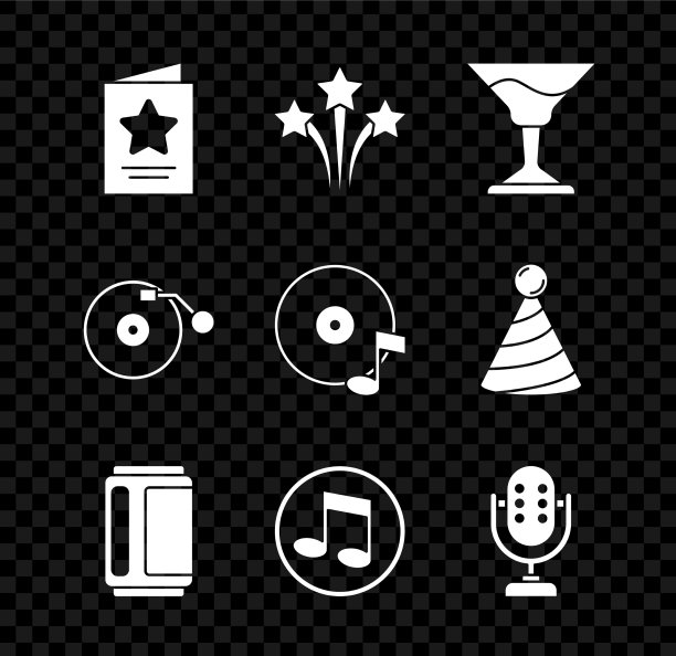 集贺卡，烟花，鸡尾酒，啤酒罐图片下载