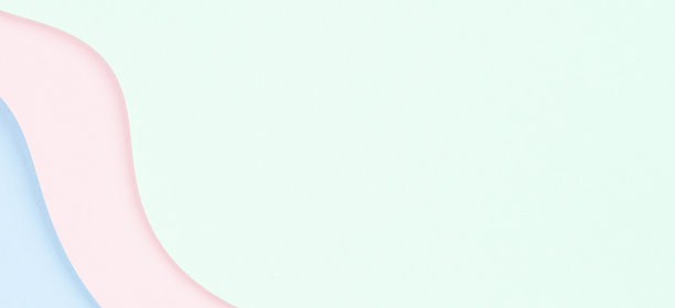 抽象的彩色纸几何平铺构图旗帜背景与浅蓝色，绿色和粉彩色调图片下载