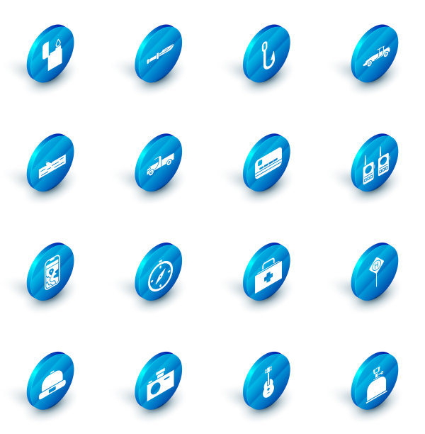 套野营刀钓鱼钩汽车原木图片下载