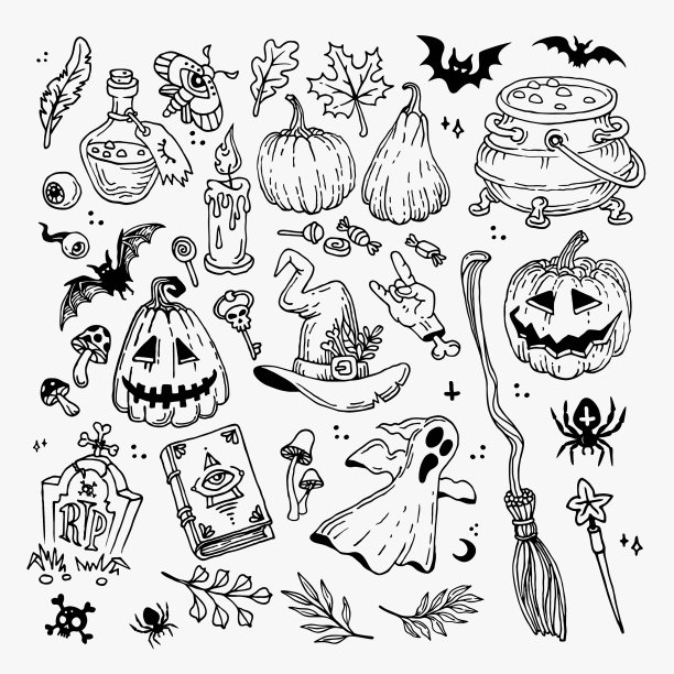 万圣节涂鸦为万圣节设置装饰图片下载