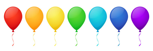 彩虹色的气球为快乐的生日聚会图片下载