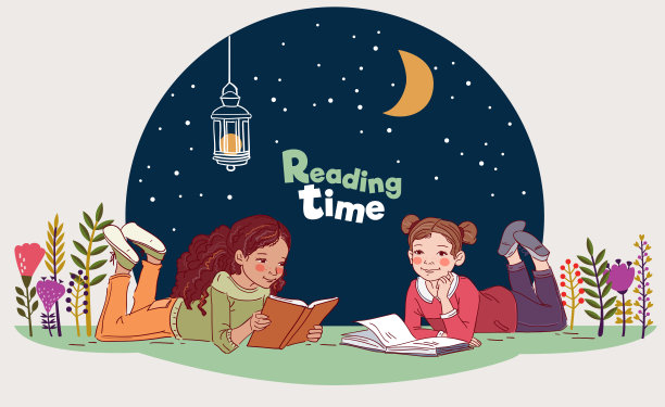 可爱的女孩在花园里看书。自然景观背景。暑假插图。休假时间图片下载