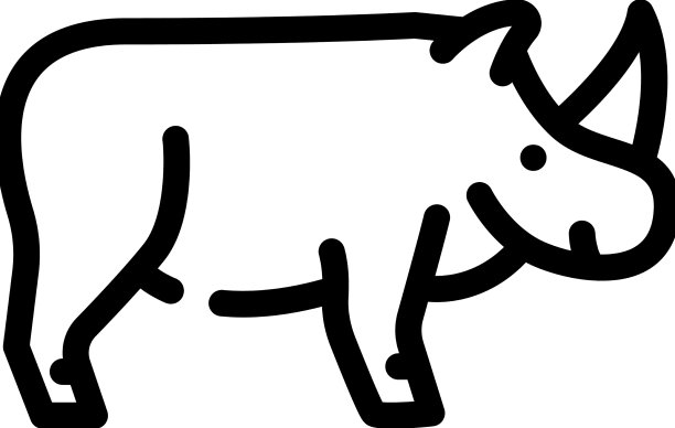 犀牛动物线图标图片下载