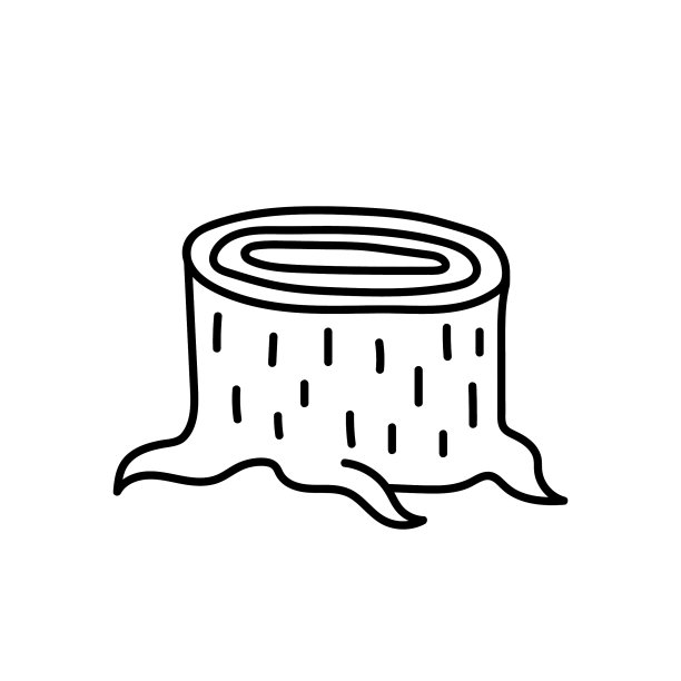 树桩的轮廓图像。被砍倒的树的黑色剪影。涂鸦图标，一个简单的黑色手绘装饰。矢量性质剪纸艺术图片下载