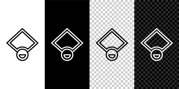 棒球场图标孤立在黑白，透明的背景。棒球的地图。向量图片下载