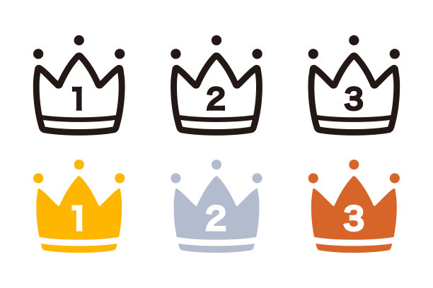 可爱排名推荐皇冠图标插图白色背景图片下载