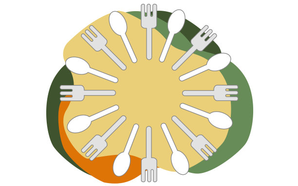 蔬菜彩色勺和叉环框架设计背景图片下载