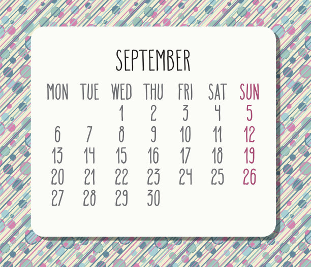2021年9月彩色圆点月历图片下载