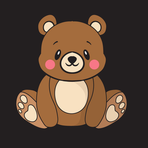 卡通古怪可爱的红脸颊小熊图片下载