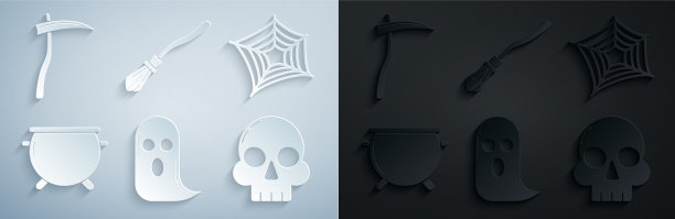 设置鬼蜘蛛网万圣节女巫大锅图片下载