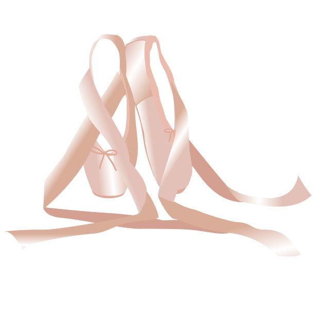 向量图像的芭蕾舞尖头鞋粉红色色调的丝带图片下载