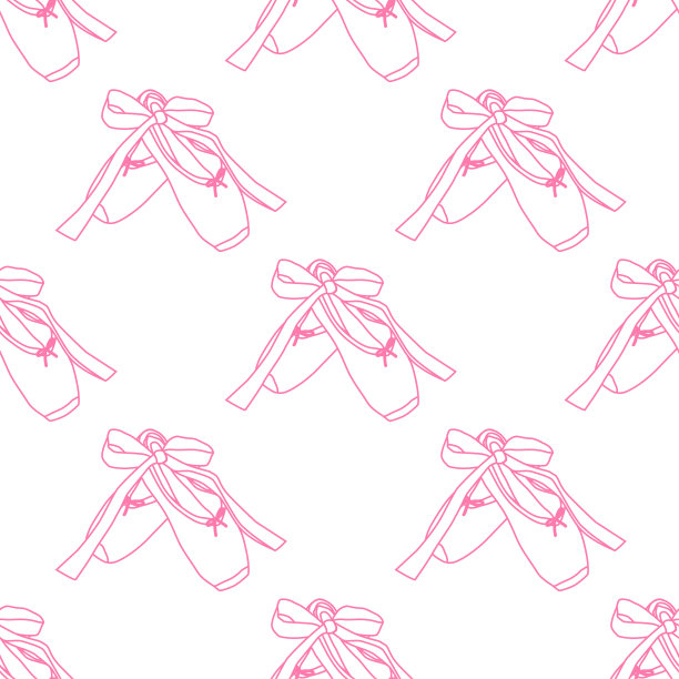 矢量无缝模式与芭蕾舞的形象脚尖鞋图片下载