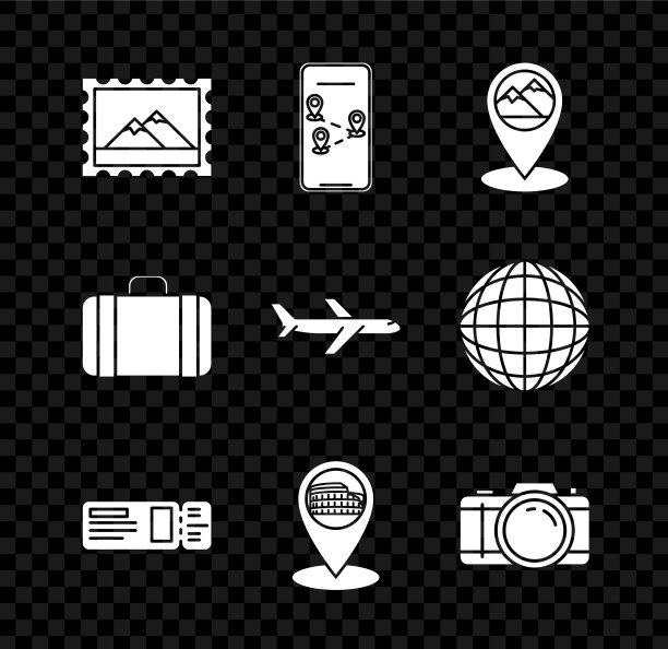 设置邮票和山脉信息图图片下载