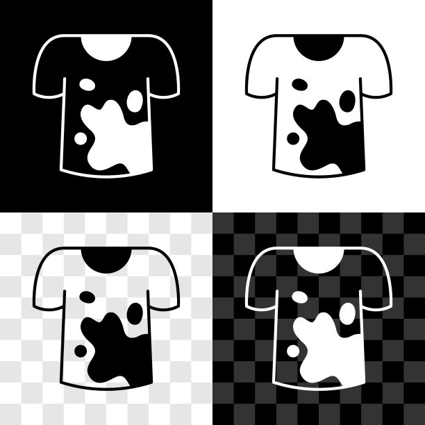设置脏t恤图标孤立在黑色和白色图片下载
