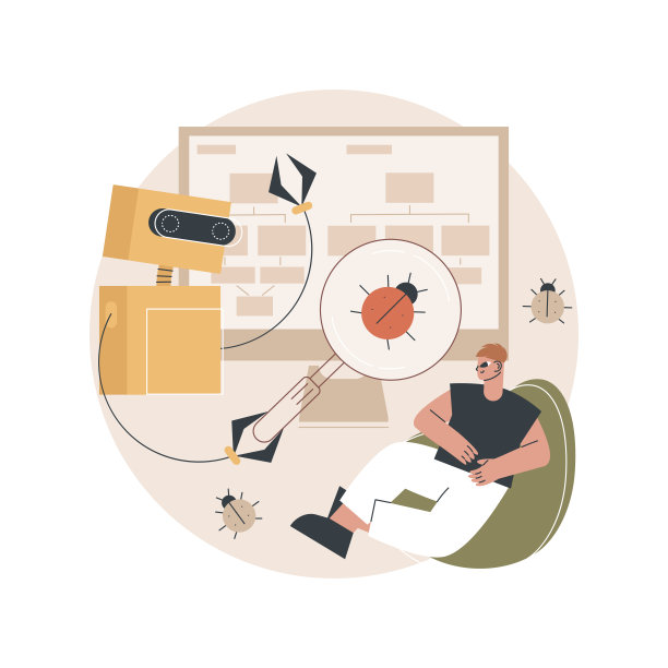 自动化测试抽象概念矢量图。图片下载