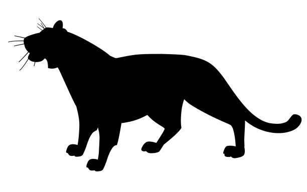 黑色剪影的成年红色老虎站在上面图片下载