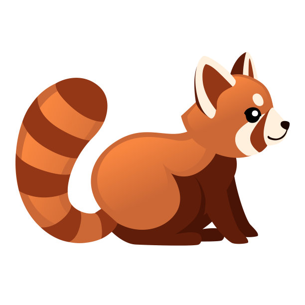 可爱可爱的小熊猫坐在地板上的卡通图片下载