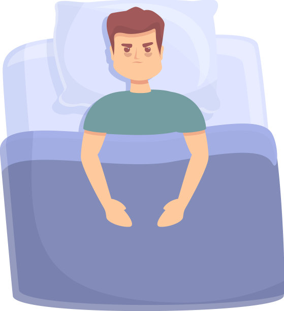 男孩失眠图标卡通夜床图片下载