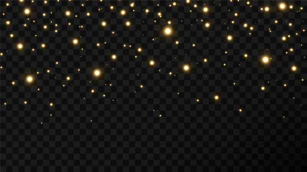 圣诞喜庆的背景是淡淡的五彩纸屑和闪闪发光的小金灯，在透明的黑色背景上。闪闪发光的黄金质地。圣诞效果为豪华贺卡贺卡丰富图片下载