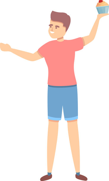 男孩吃纸杯蛋糕图标卡通小孩蛋糕图片下载