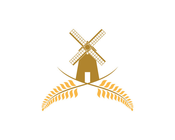 风车农场上有小麦农场的标志图片下载
