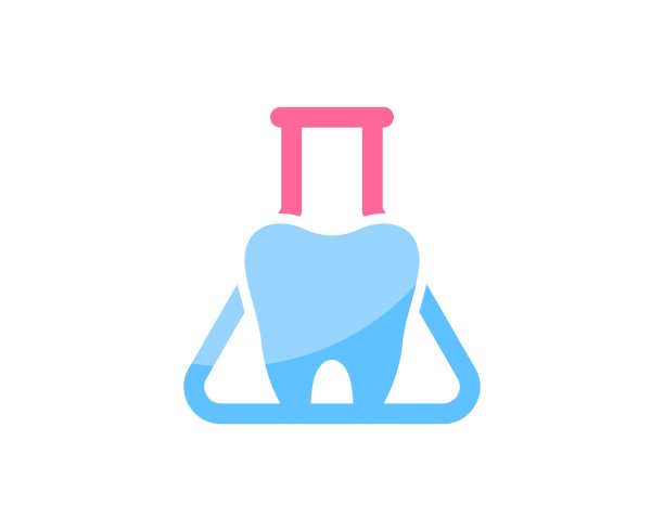 三角形瓶子实验室里有健康的牙齿图片下载