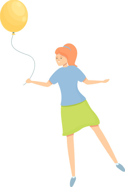 女孩黄色气球图标卡通儿童图片下载