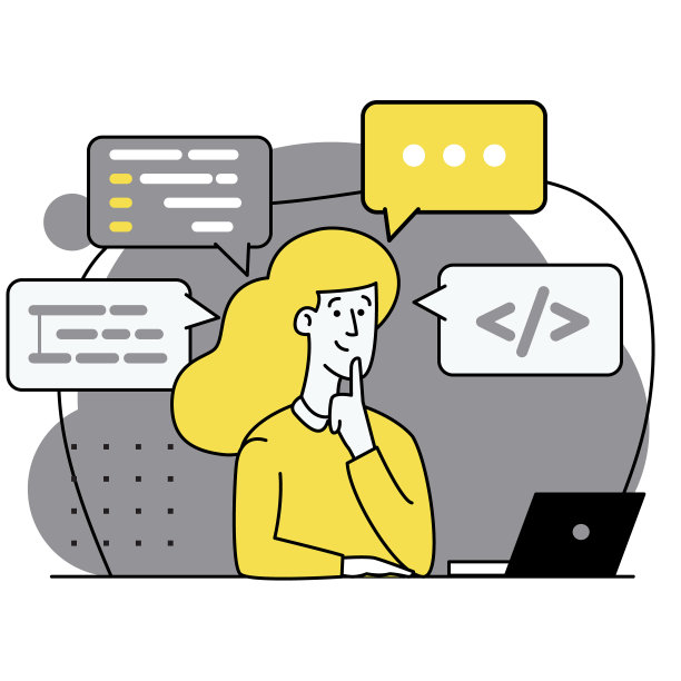 脚本编码、编程的概念。一种编程语言。在电脑上做网络开发的程序员。软件开发人员。程序员的工作场所。平的插图图片下载