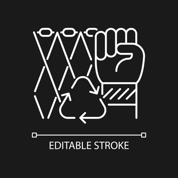 鬼网手镯白色线性图标为黑色主题图片下载