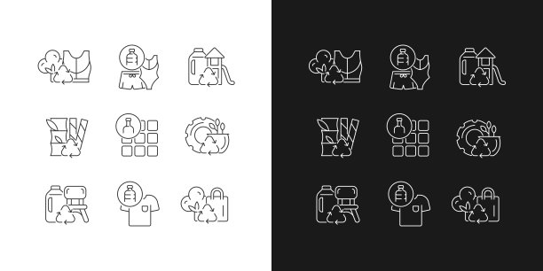 自然资源保护线性图标设置为黑暗和光明模式图片下载