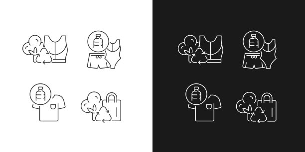 减少对环境的影响线性图标设置为黑暗和光明模式图片下载
