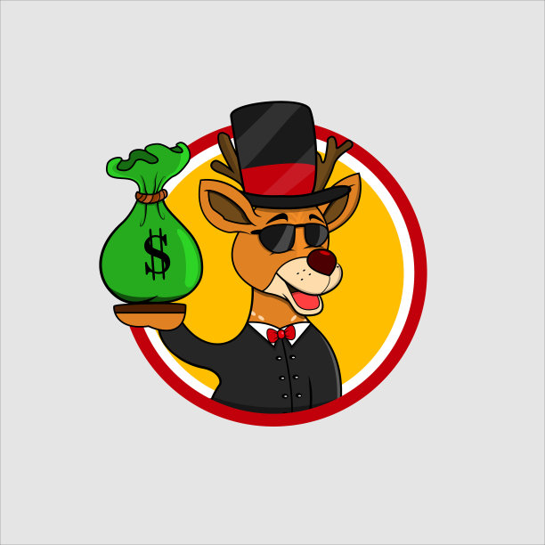 富卡通鹿头圈标签与带来图片下载