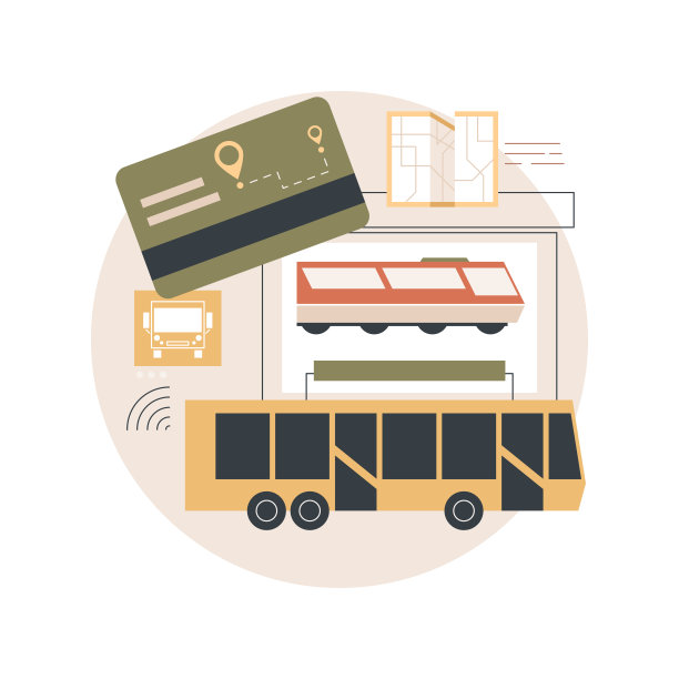 公共交通出行通行证卡抽象概念矢量插图。图片下载