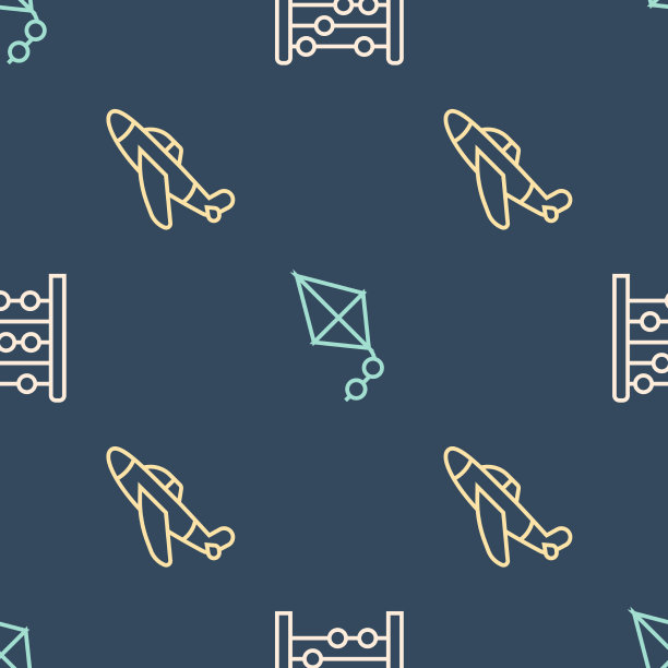 设置线算盘玩具飞机和风筝的无缝图片下载