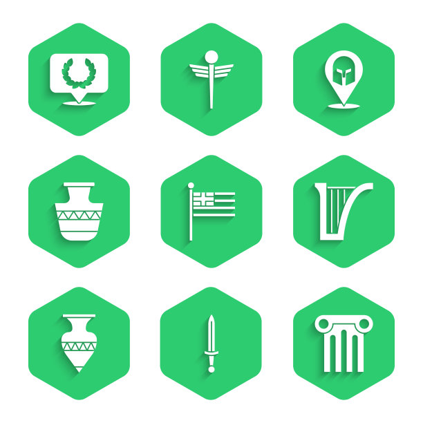 设置希腊国旗中世纪剑古图片下载